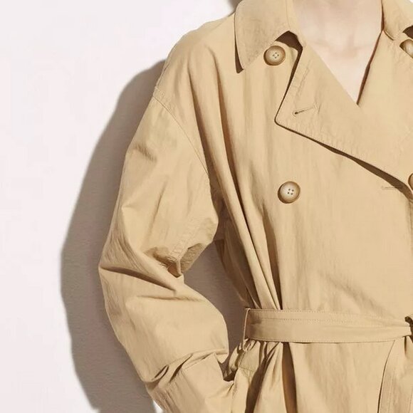 NWT Vince Drapey Tech Trench Coat– Belted Lightweight Chic Layer - Picture 3 of 16